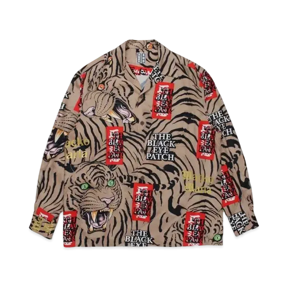 Black Eye Patch WACKO MARIA Tim LehiWACKO MARIA Hawaiian Shirt "Beige"