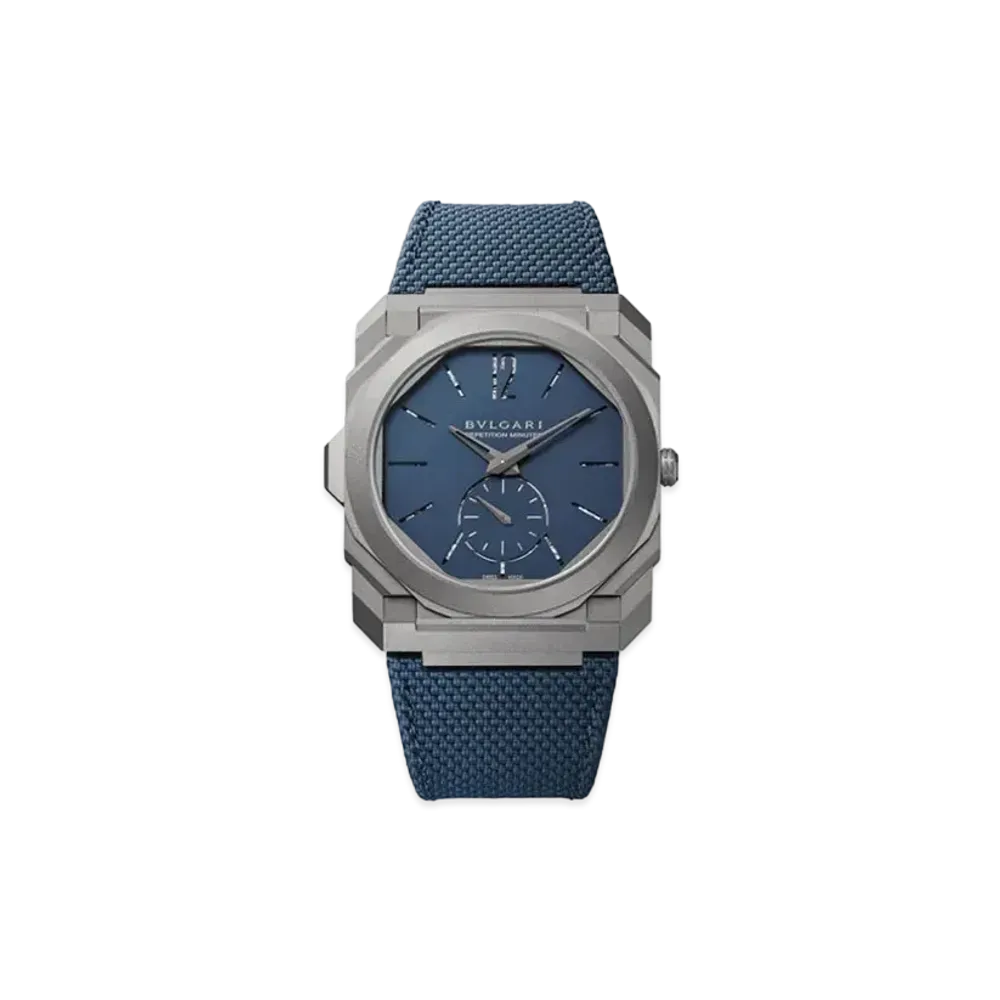 BVLGARI Octo Finissimo Watch "Titanium/Blue"