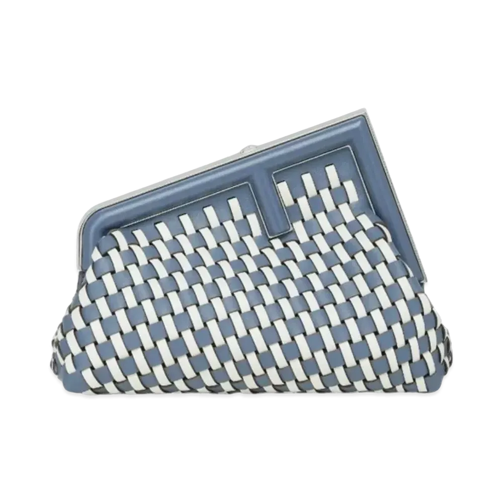 FENDI First Small Woven Leather Bag "White/Blue"