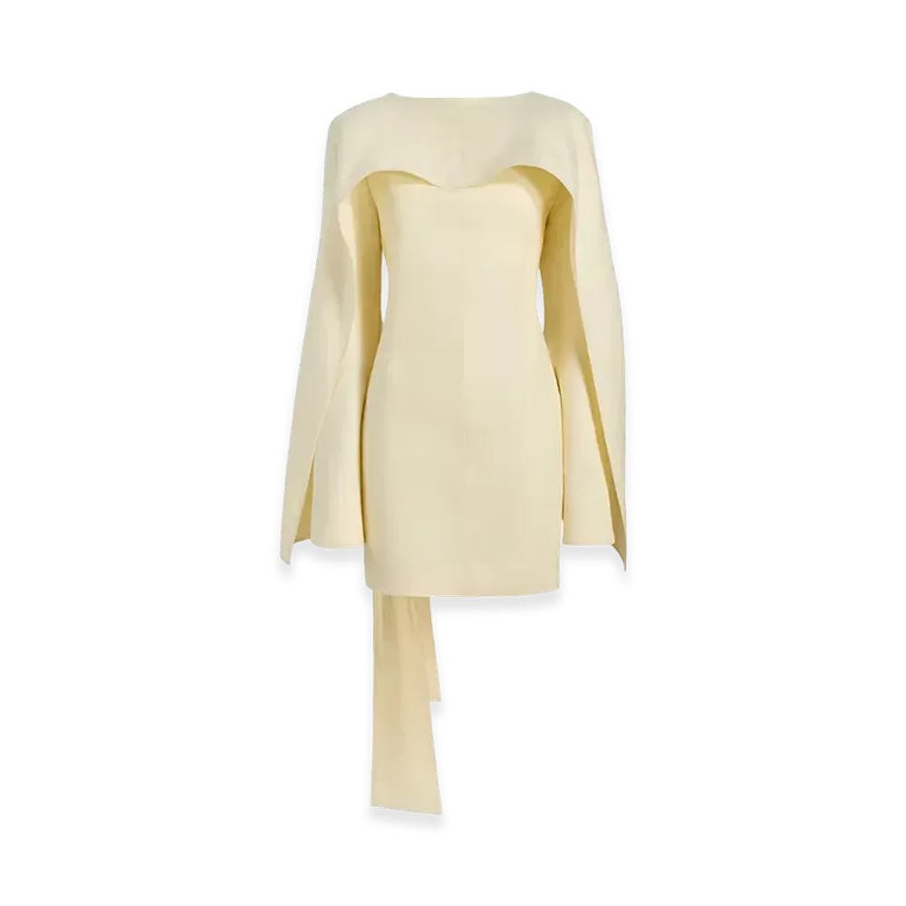 KHAITE Women's Onis Short Linen Dress With Ruffles "Ivory"