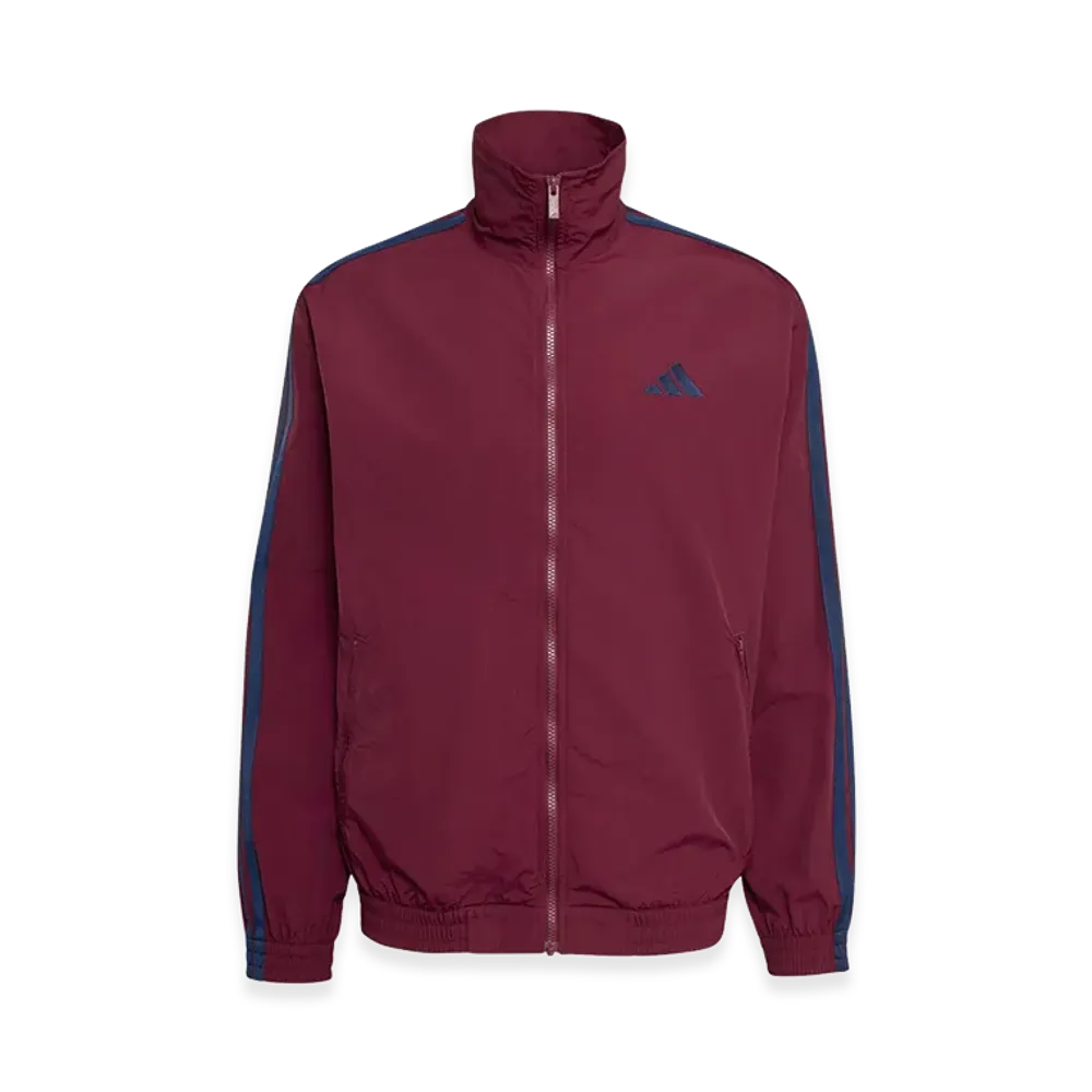 adidas Stadium Light Twill Loose Fit Track Jacket "Maroon/Dark Blue"