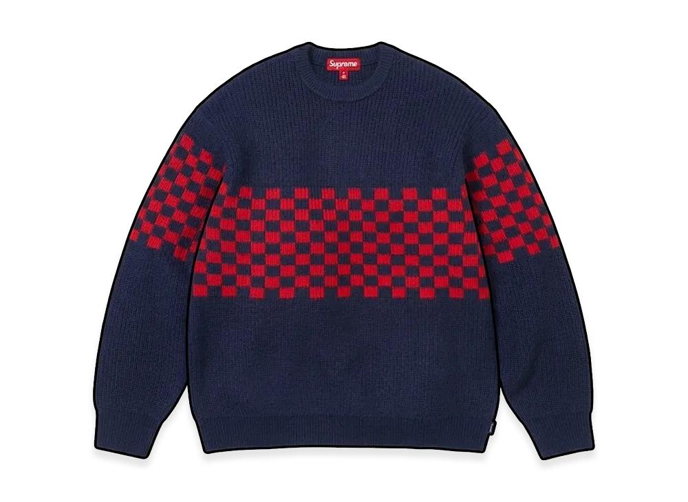 Supreme Checkerboard Pilled Sweater "Navy"