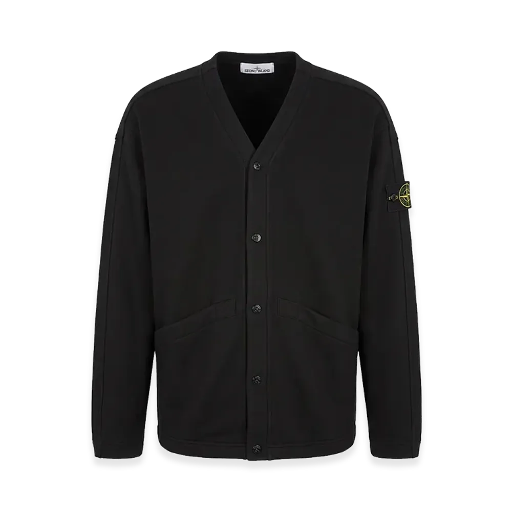 Stone Island Sleeve Logo V-Neck Cardigan with Pockets "Black"