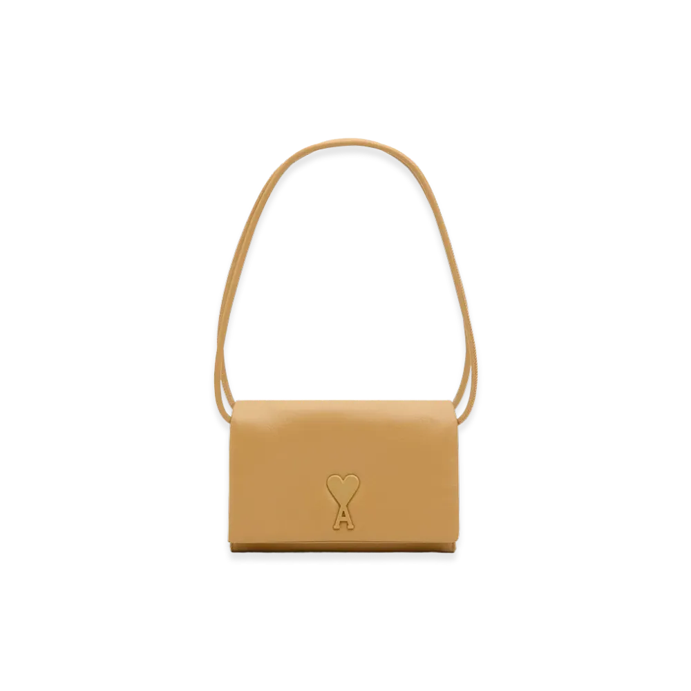 AMI PARIS Cowhide Leather Voulez Vous Wallet On Strap "Yellow"