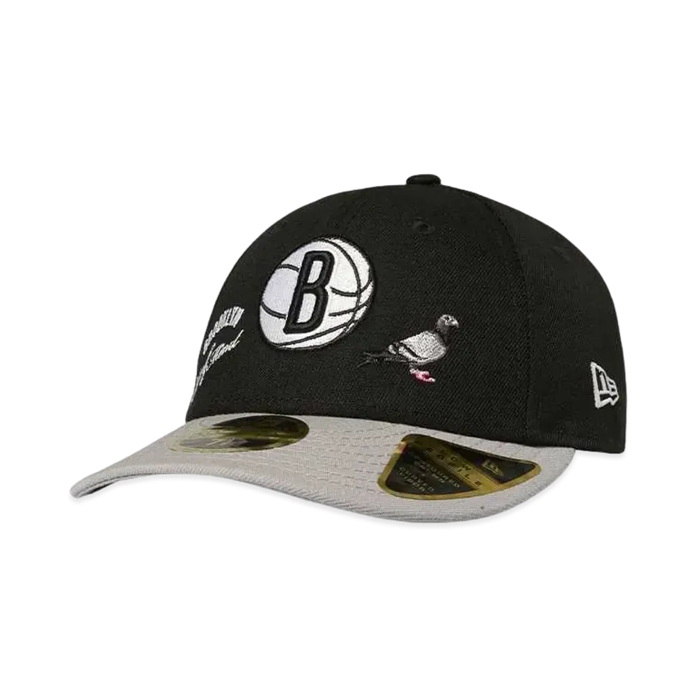 NEW ERA LP 59FIFTY STAPLE BROOKLYN NETS BLACK GRAY VISOR