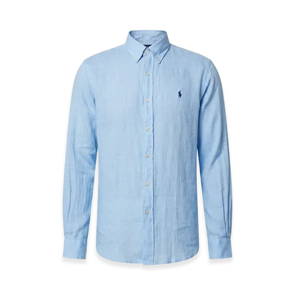 Polo Ralph Lauren One-Point Icon Button-Down Long Sleeve Linen Casual Shirt "Saxe"