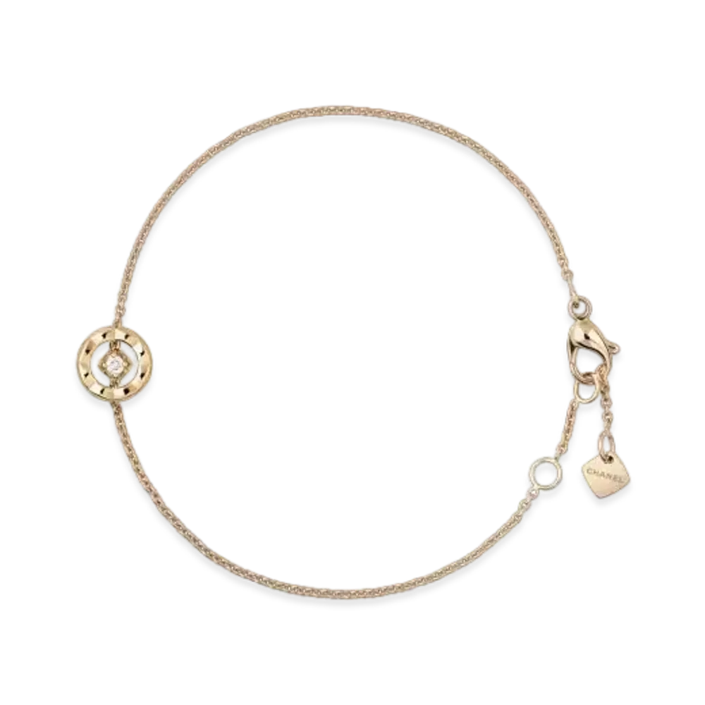 CHANEL Coco Bracelet Quilted Motif, 18K Beige Gold, Diamond