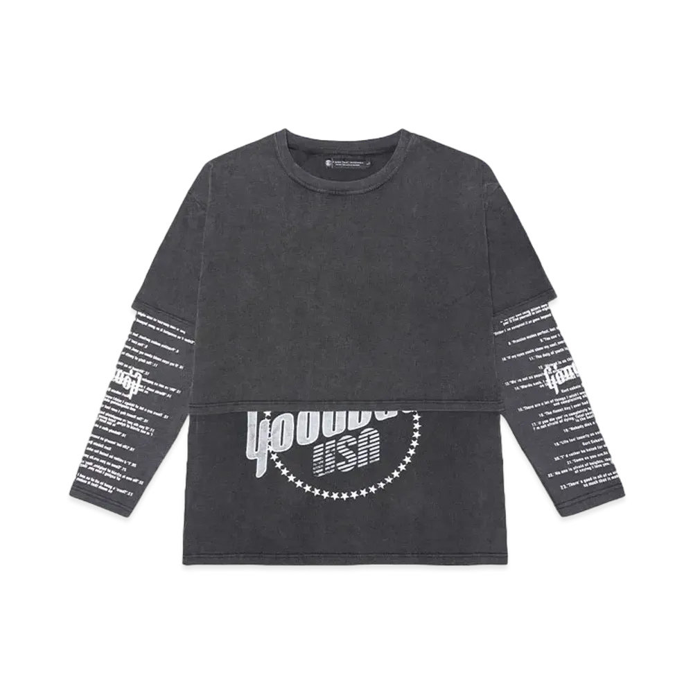 A GOOD BAD INFLUENCE GB Quotes Layered Long Sleeve T-shirt "BLACK"