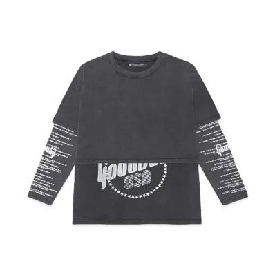 A GOOD BAD INFLUENCE GB Quotes Layered Long Sleeve T-shirt "BLACK"