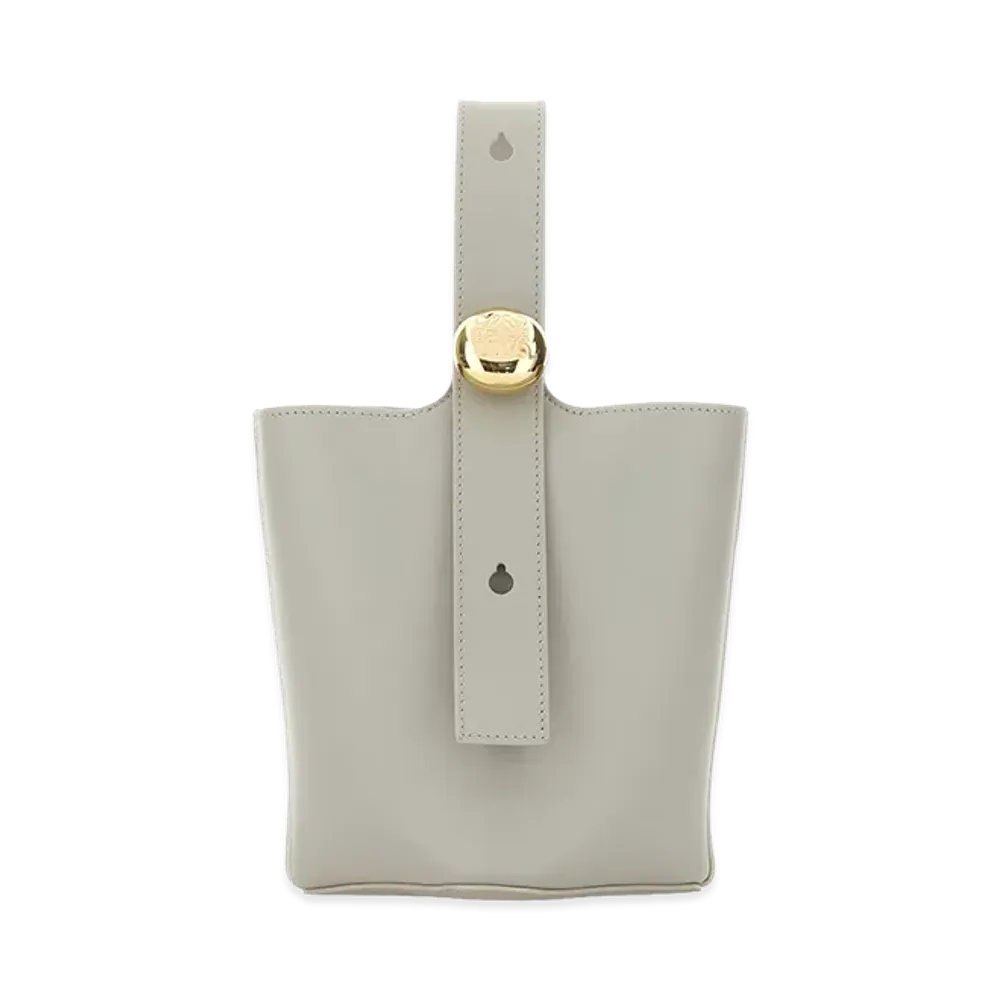LOEWE Women's Leather Mini Pebble Bucket Bag "Light Gray"