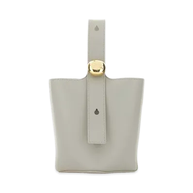 LOEWE Women's Leather Mini Pebble Bucket Bag "Light Gray"