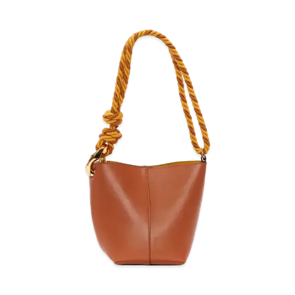 JW ANDERSON Small Corner Bucket Leather Bag "Brown"
