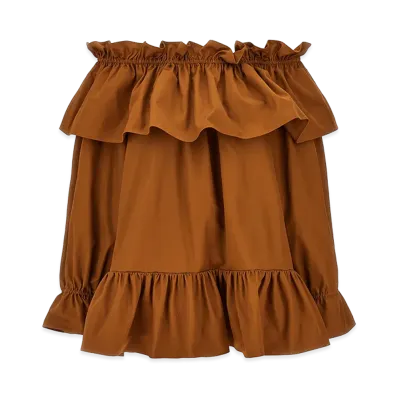 Saint Laurent Women's Flounces Mini Dress "Brown"