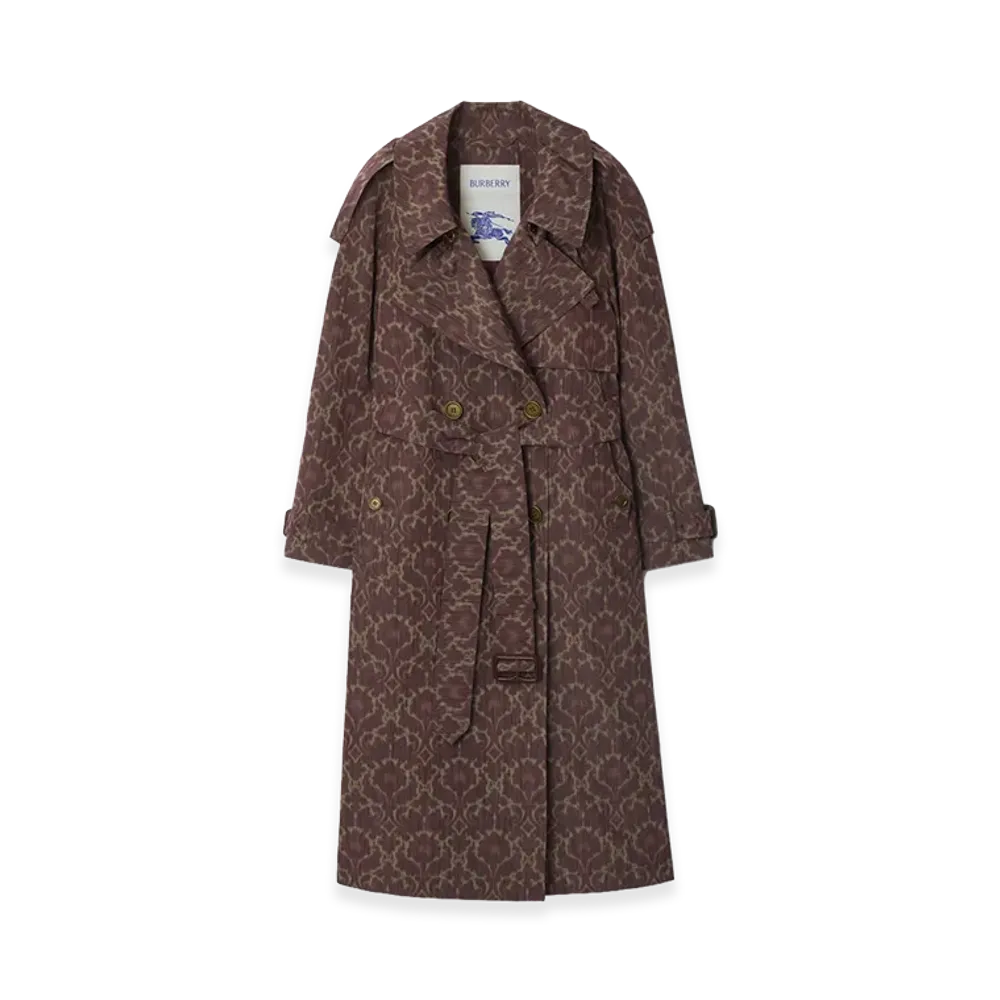 Burberry Women's Long Baroque Viscose Blend Fitzrovia Trench Coat "Duchess Red"