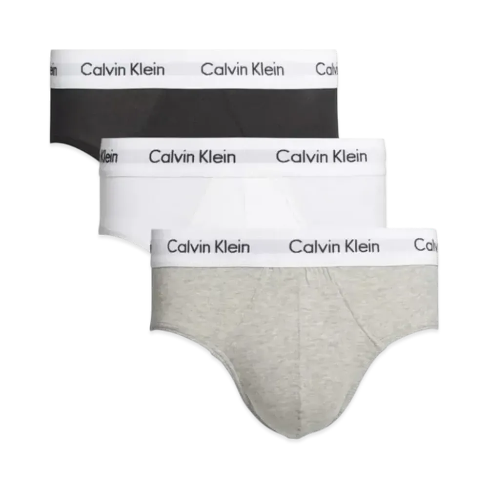 Calvin Klein 3 Pieces Cotton Hip Briefs "Black/White/Grey Heather"