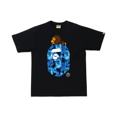 A BATHING APE Flame Milo On Big Ape T-Shirt "Black/Blue"
