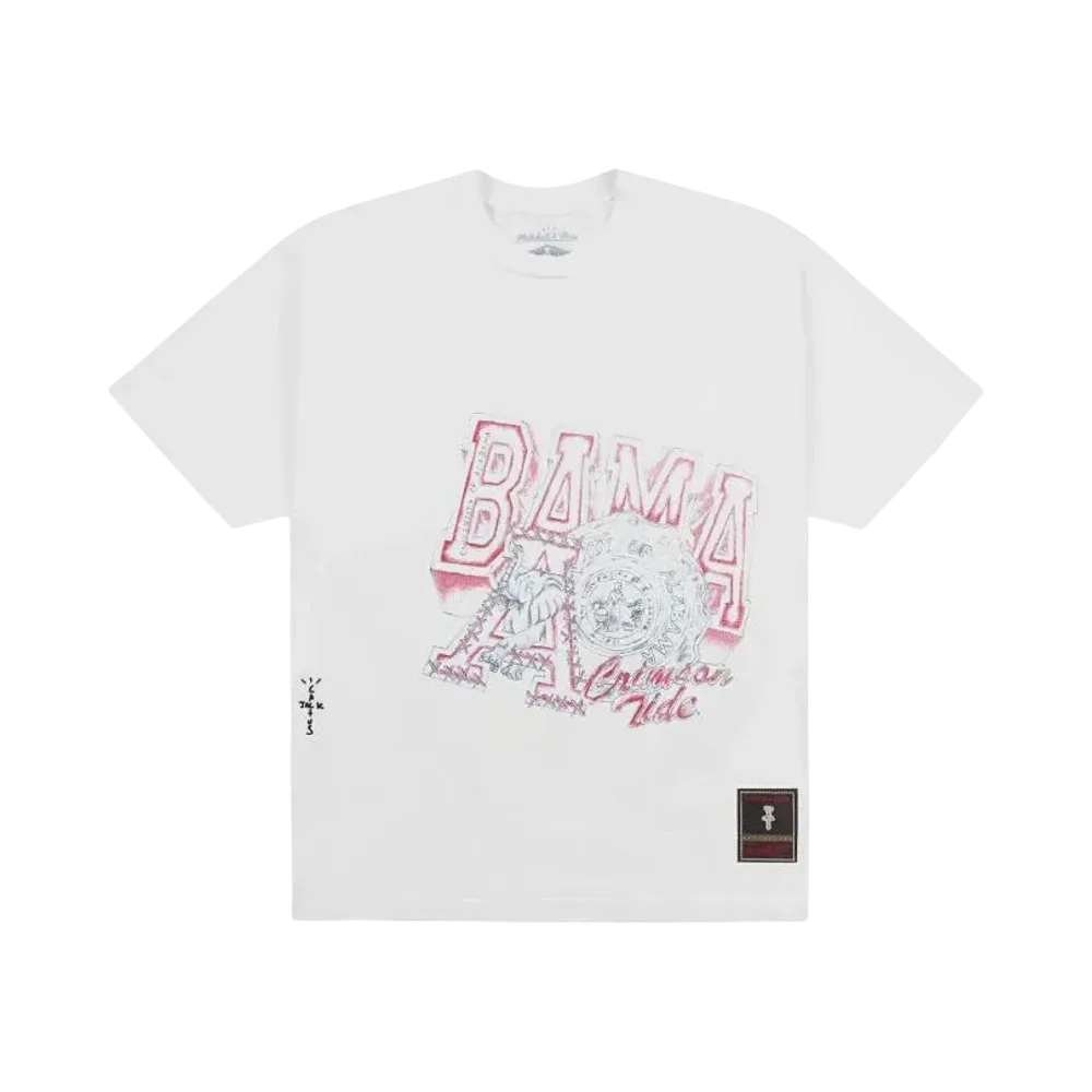 Travis Scott x M&N x University Of Alabama Handdrawn Tee "White"