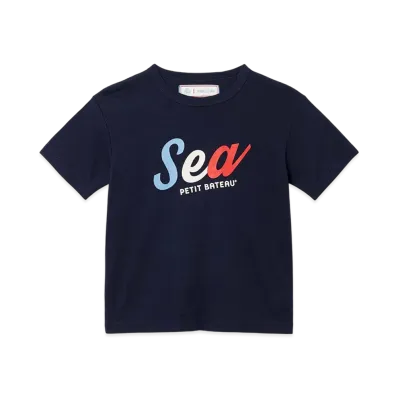 WIND AND SEA x PETIT BATEAU Kids Print Short Sleeve Tee "Navy"