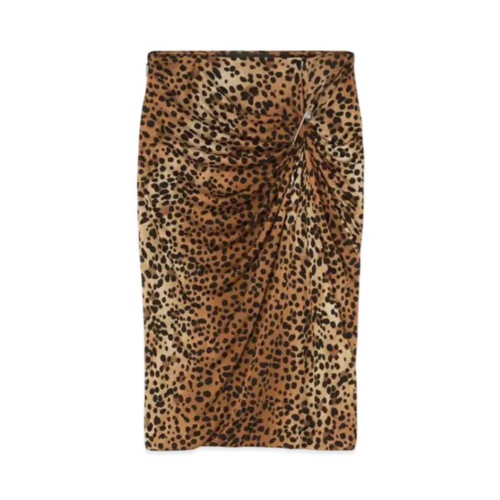 Versace Leopard Gathered Midi Skirt "Animalier"