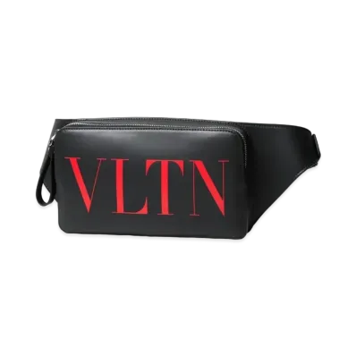 Valentino VLTN Leather Belt Bag "Black/Red"