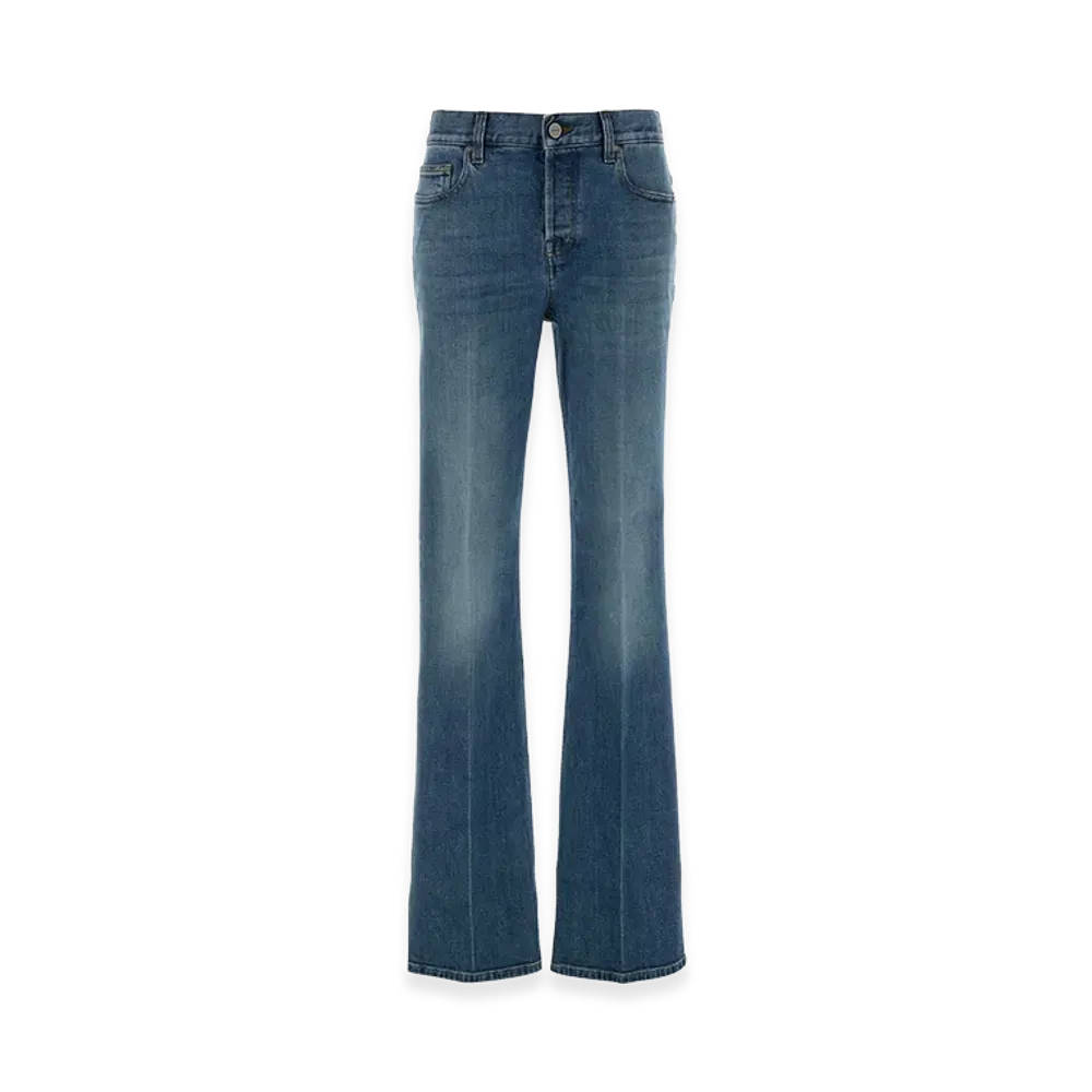 GUCCI Women's Flared Stretch Cotton Denim Pants "Blue"