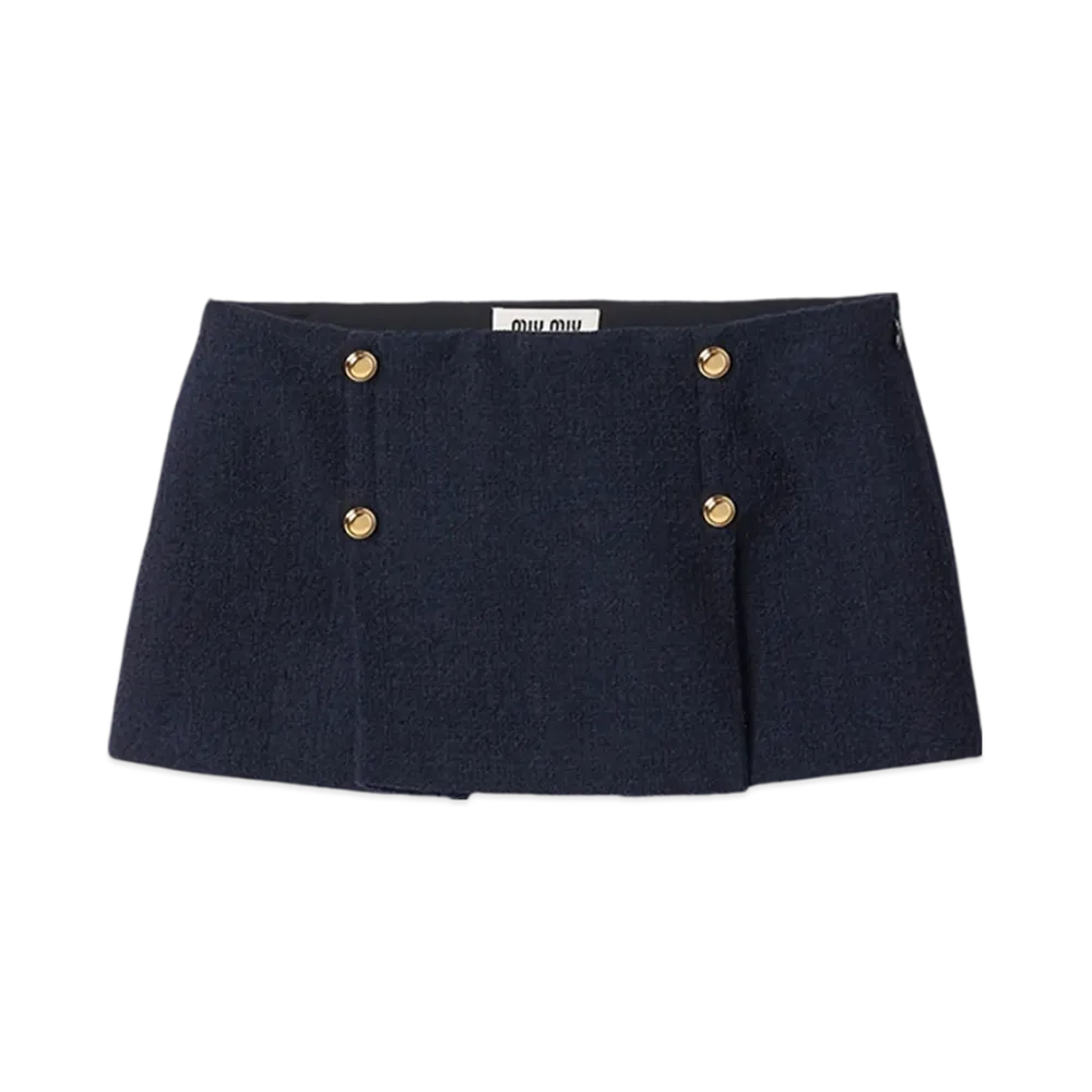 MIU MIU Women's Tweed Miniskirt "Navy"