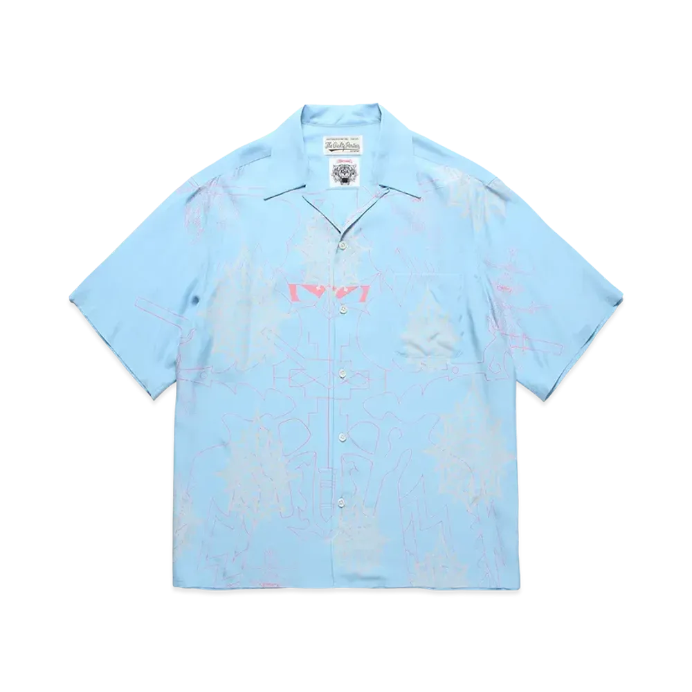 WACKO MARIA x WOLF'S HEAD S/S Hawaiian Shirt "Blue"