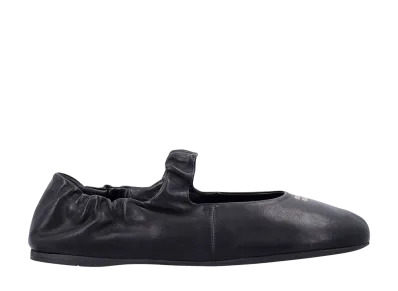 MIU MIU Women's Ruches Nappa Leather Ballerinas "Black"