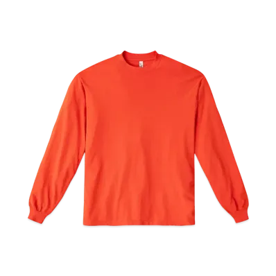 Los Angeles Apparel 6.5oz Long Sleeve Garment Dye Crew Neck T-Shirt "Bright Orange"