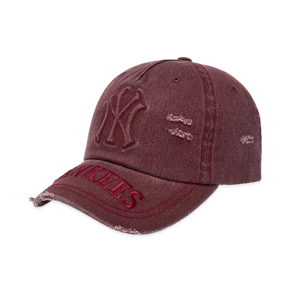 MLB Vintage Embo Damage Unstructured Ballcap "Dark Wine"