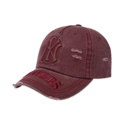 MLB Vintage Embo Damage Unstructured Ballcap "Dark Wine"