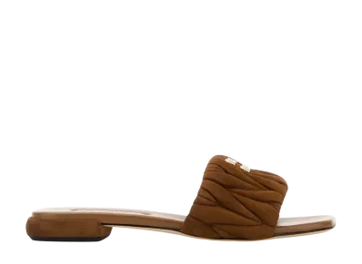 MIU MIU Women's Caramel Suede Slippers "Brown"
