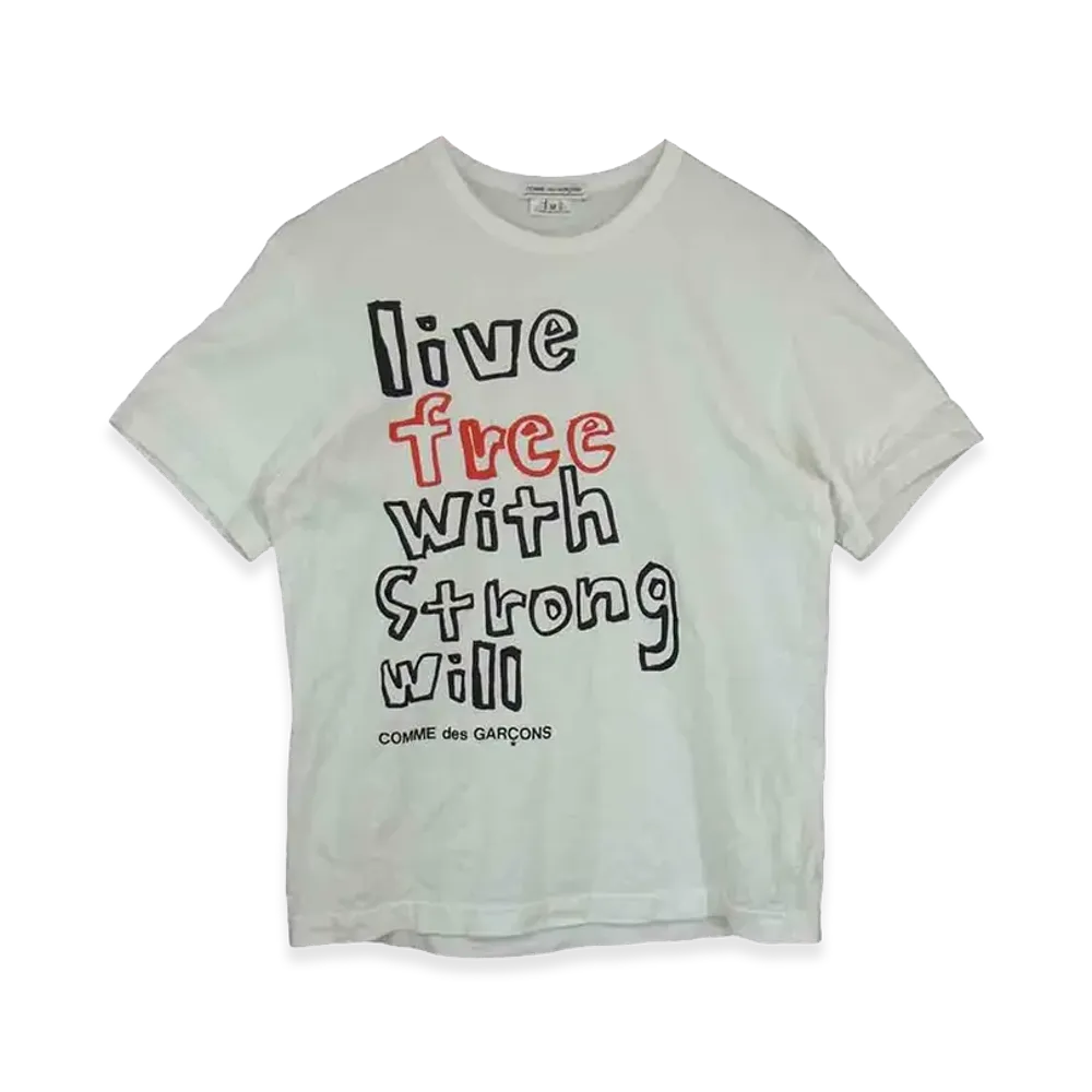 COMME des GARCONS live free with strong will T-Shirts "White"