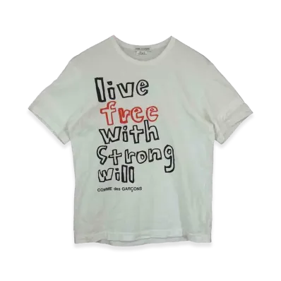 COMME des GARCONS live free with strong will T-Shirts "White"