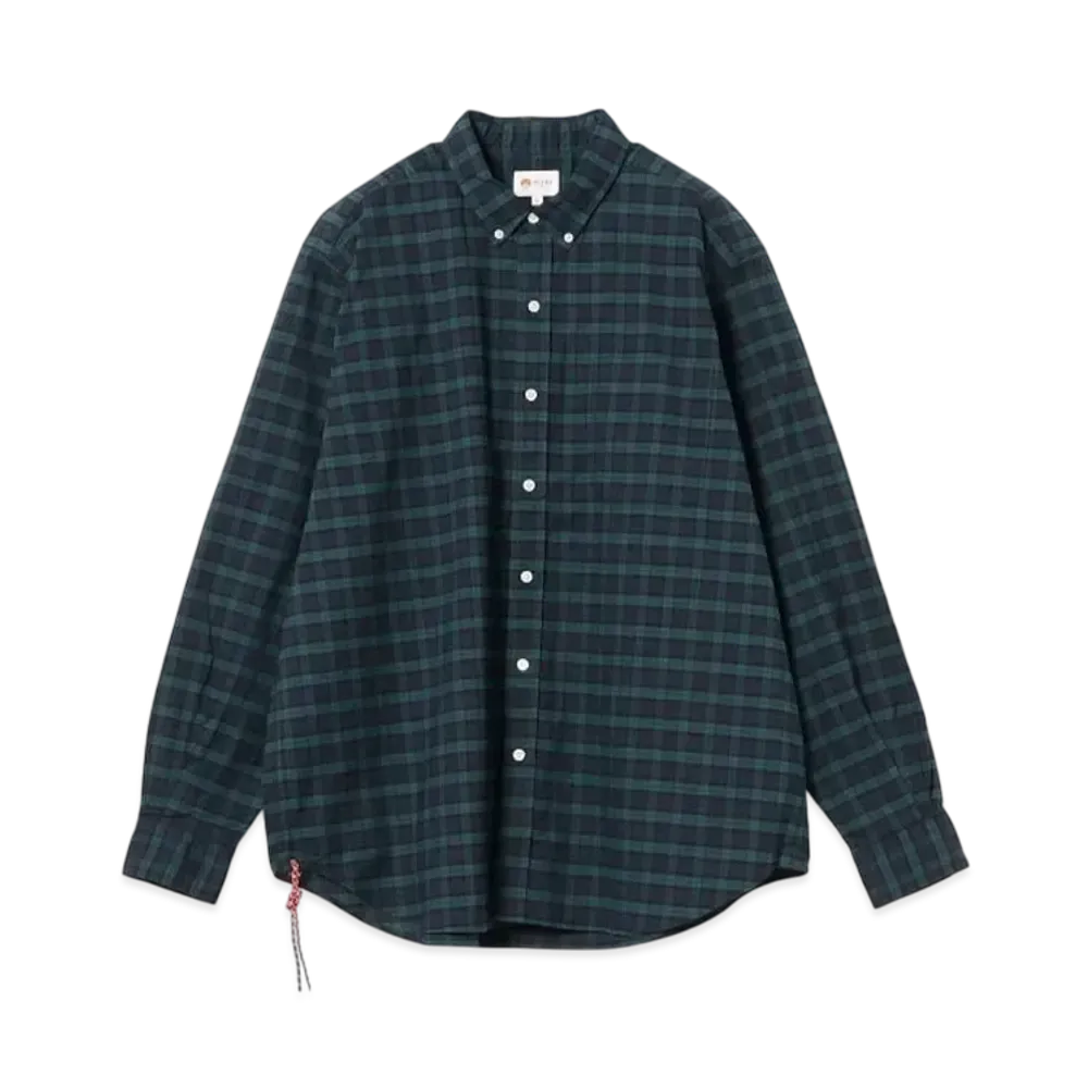 BEAMS Wide-Fit Button-Down Shirt "BlueCheck"
