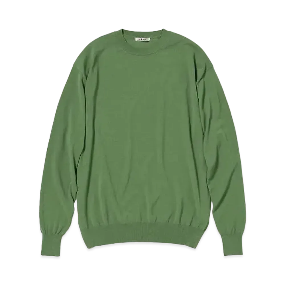 AURALEE Super Hard Twist Wool Knit P/O "Sage Green"