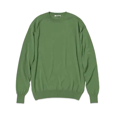 AURALEE Super Hard Twist Wool Knit P/O "Sage Green"
