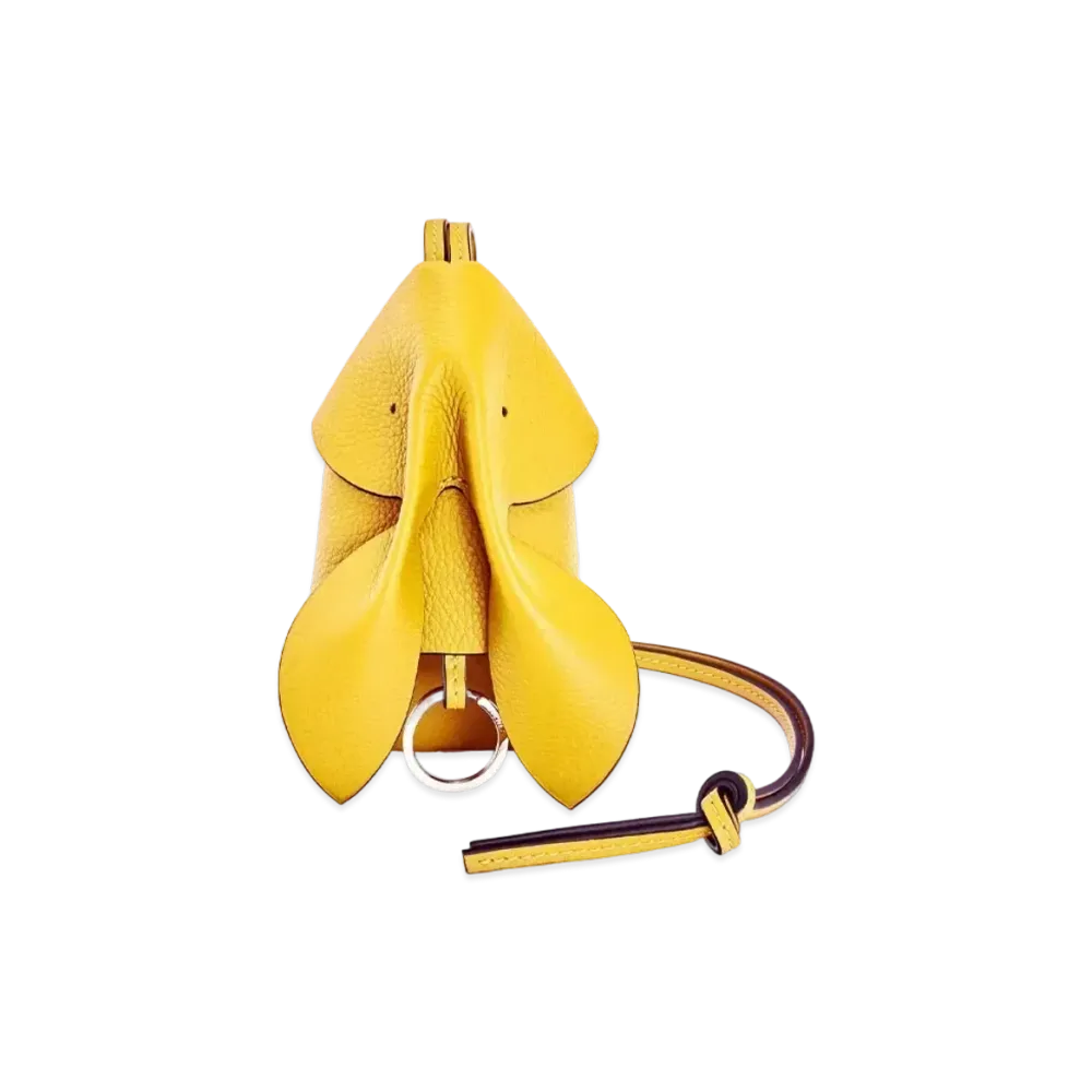LOEWE Bunny Key Cardholder In Grained Calfskin "Yellow"