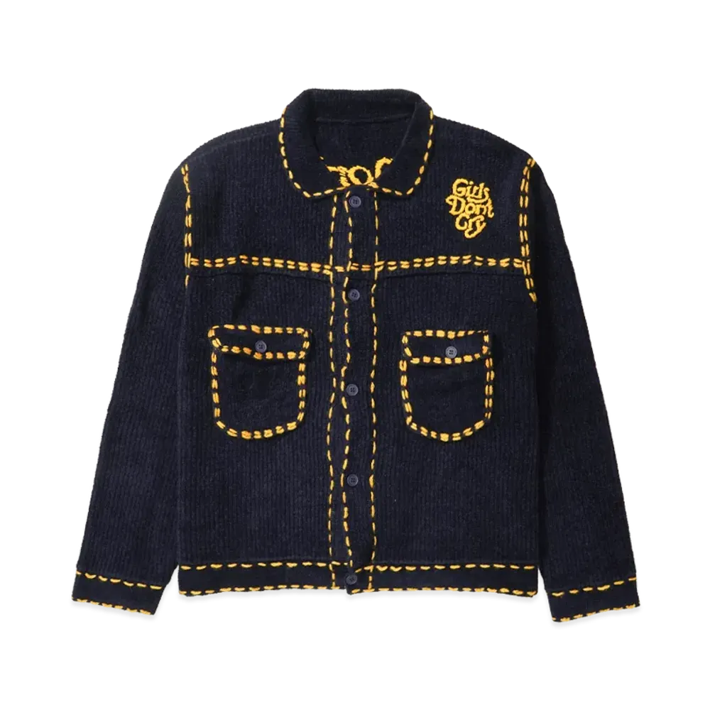 Girls Don't Cry x PHINGERIN Hand Stitched Knit Cardigan "Navy" / VERDY