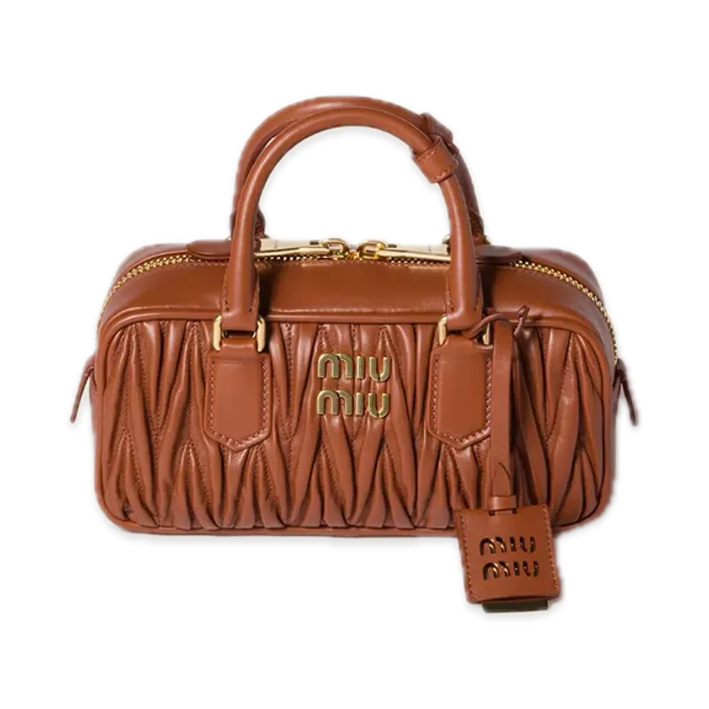 MIU MIU Arcadie Matelasse Nappa Leather Bag "Dark Brown"