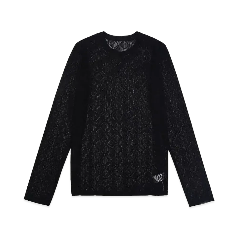Marine Serre MOON DIAMANT MESH JACQUARD LONG SLEEVES TOP "BLACK"