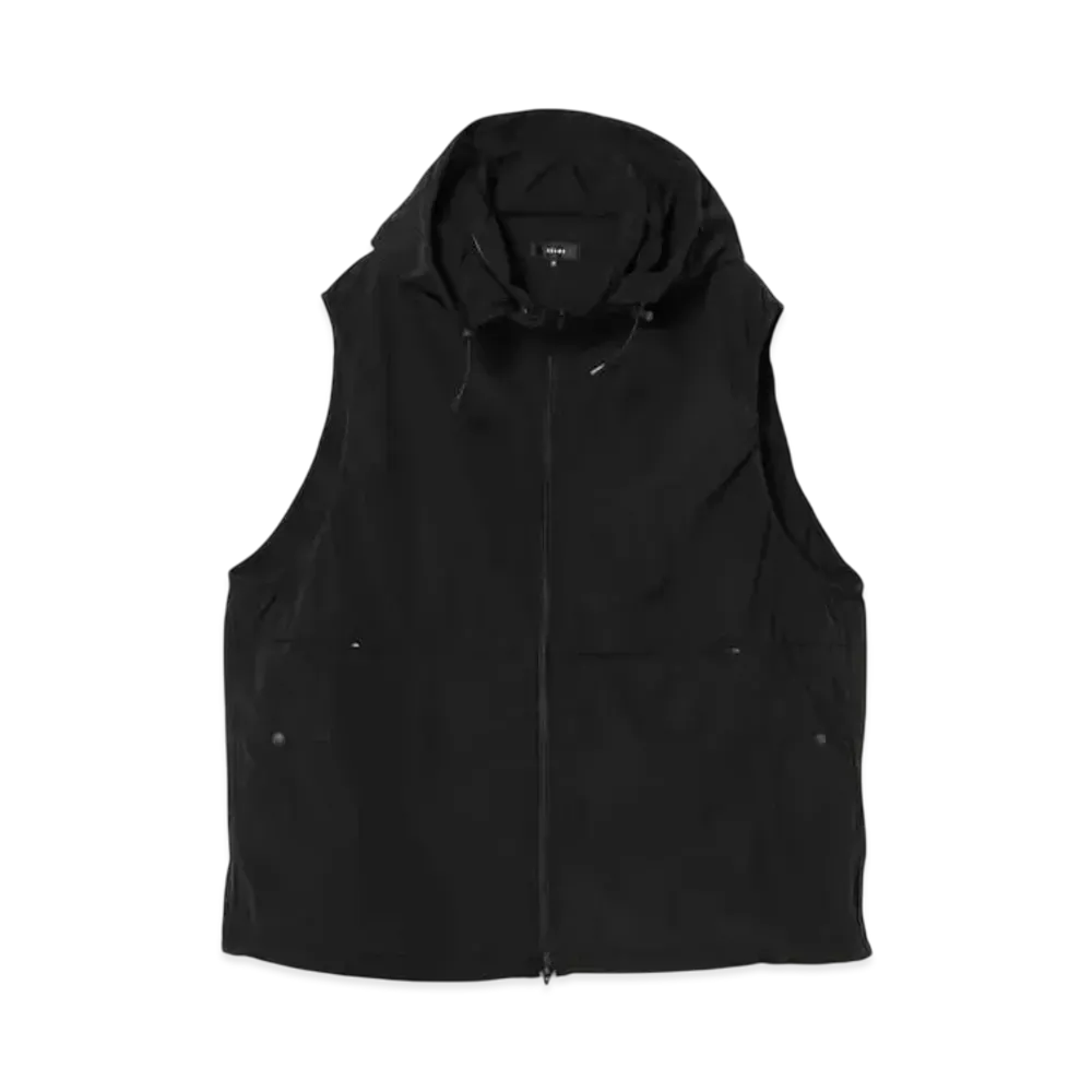 BEAMS Water Repellent Lightweight Hooded Vest "Black"