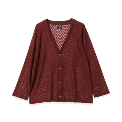 NEEDLES V-Neck Cardigan - PE/W Raschel Lace "Burgundy"