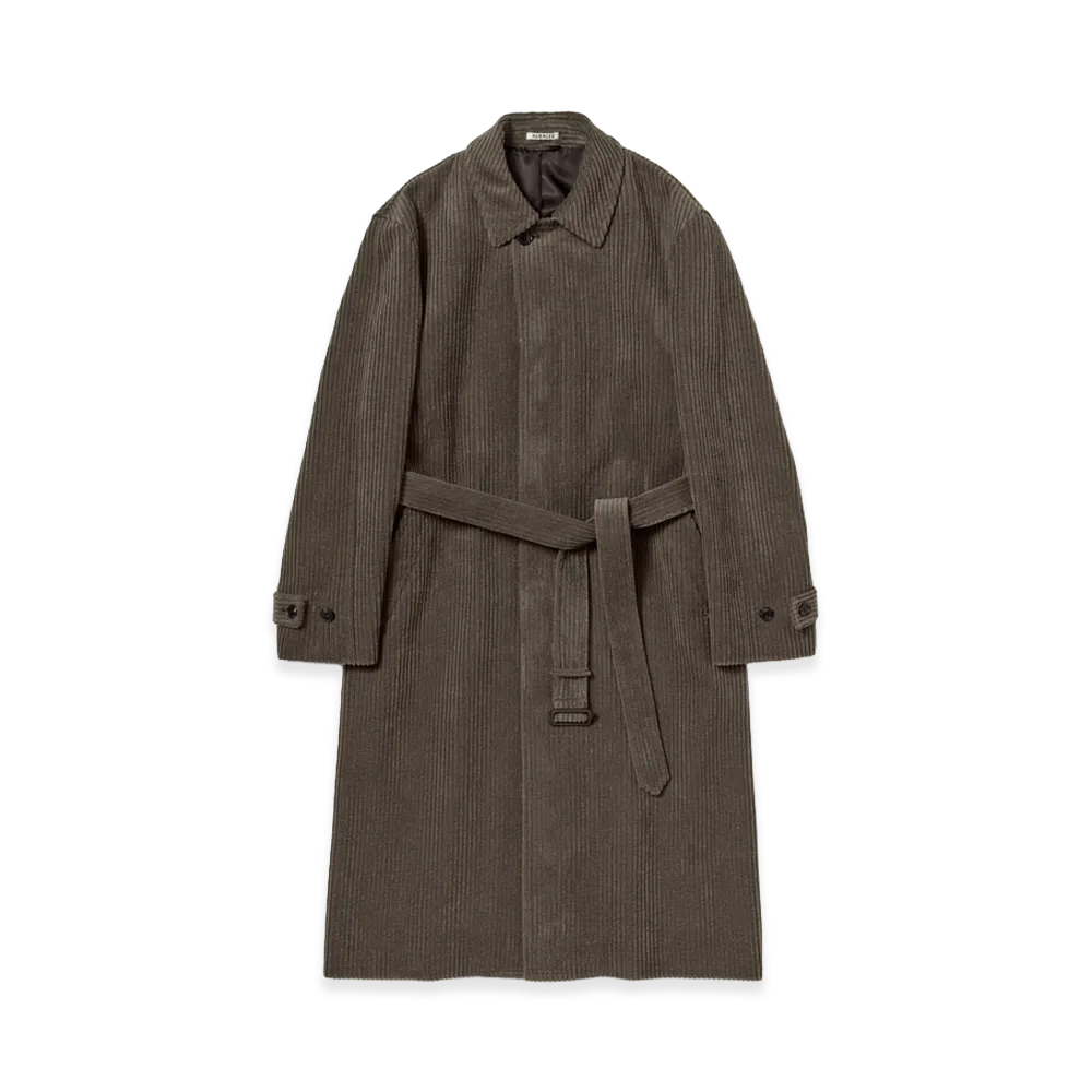AURALEE Wool Cashmere Corduroy Soutien Collar Coat "Smoky Brown"