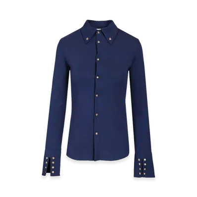 CELINE Women's Shirt Cotton Jersey "Blue"