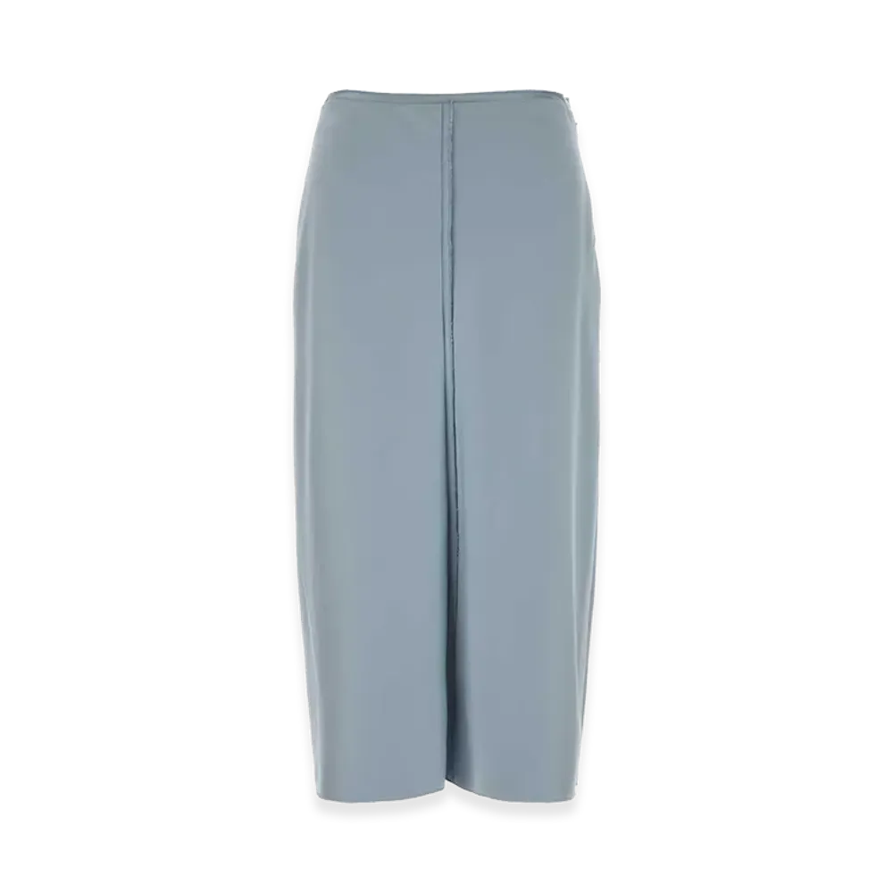 AMI PARIS Women's Stretch Satin Skirt "Pastel Light Blue"
