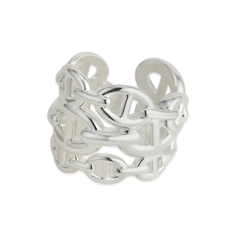 Hermes Chaine D'ancre Enchainee Ring GM Large Model "Silver"