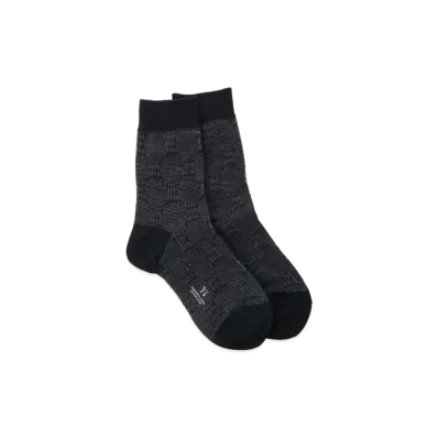 Yohji Yamamoto Y's COTTON DOT JACQUARD HOUNDSTOOTH SOCKS "Black"