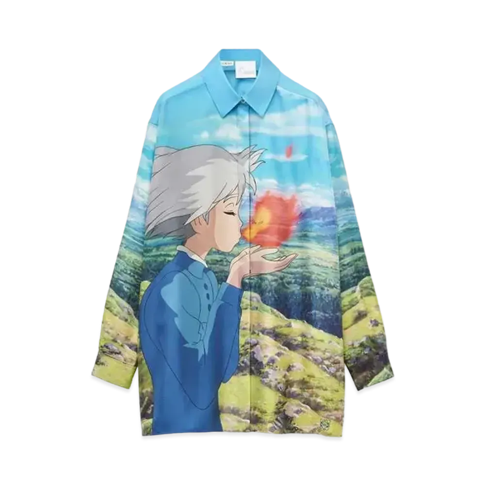 LOEWE x Howl's Moving Castle Calcifer Shirt In Silk "Multicolor"