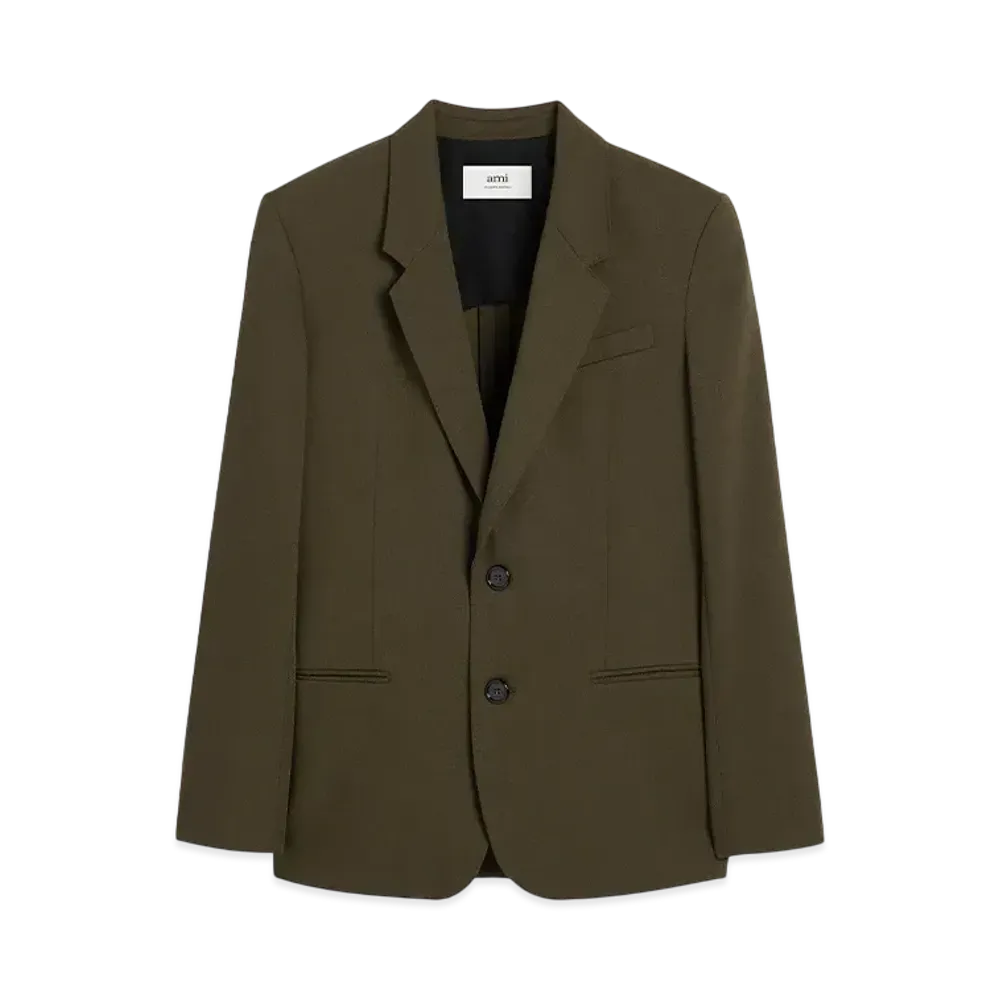 AMI PARIS Wool Semi-Lined Jacket "OliveNoire"